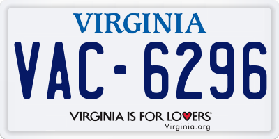VA license plate VAC6296