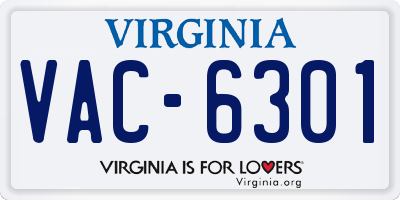VA license plate VAC6301