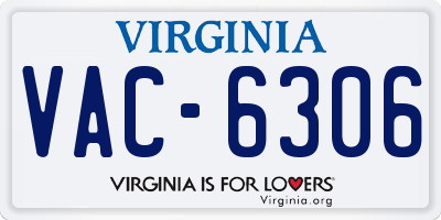 VA license plate VAC6306