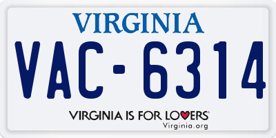 VA license plate VAC6314