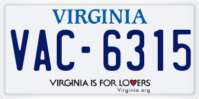 VA license plate VAC6315