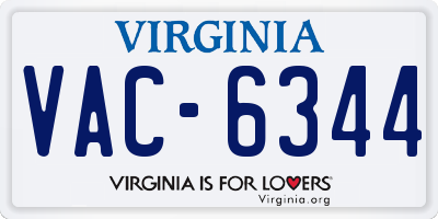 VA license plate VAC6344
