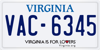 VA license plate VAC6345