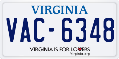 VA license plate VAC6348