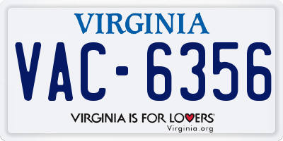 VA license plate VAC6356