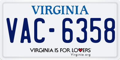 VA license plate VAC6358
