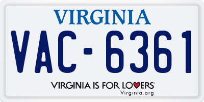 VA license plate VAC6361