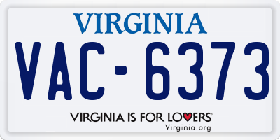 VA license plate VAC6373