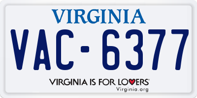 VA license plate VAC6377