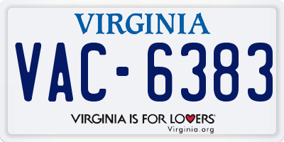 VA license plate VAC6383