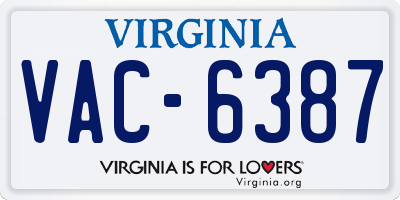 VA license plate VAC6387