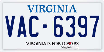 VA license plate VAC6397