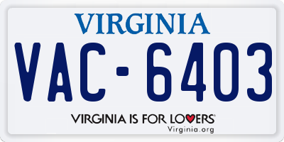 VA license plate VAC6403