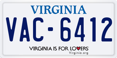 VA license plate VAC6412