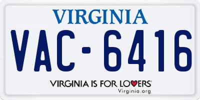 VA license plate VAC6416