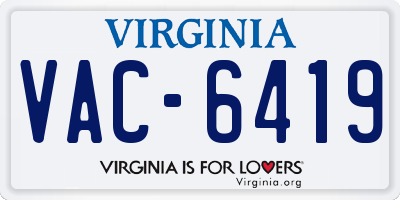 VA license plate VAC6419