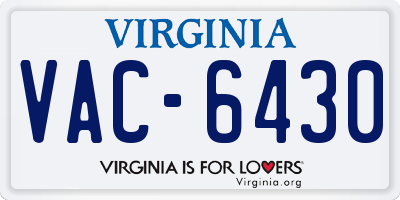 VA license plate VAC6430