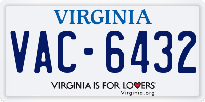 VA license plate VAC6432