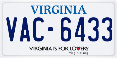 VA license plate VAC6433