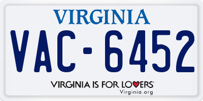 VA license plate VAC6452