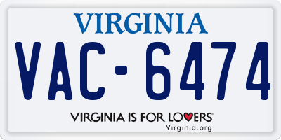 VA license plate VAC6474