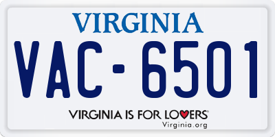 VA license plate VAC6501