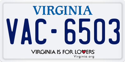 VA license plate VAC6503