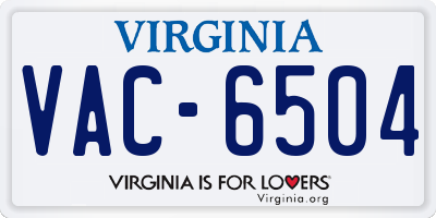 VA license plate VAC6504