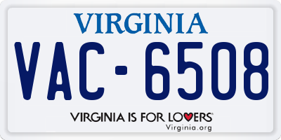 VA license plate VAC6508