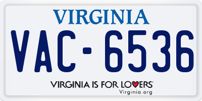 VA license plate VAC6536