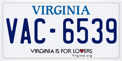 VA license plate VAC6539