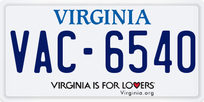 VA license plate VAC6540