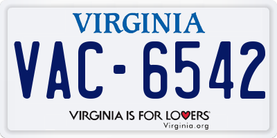 VA license plate VAC6542