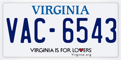 VA license plate VAC6543