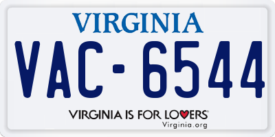 VA license plate VAC6544