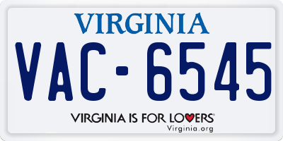VA license plate VAC6545