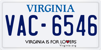 VA license plate VAC6546