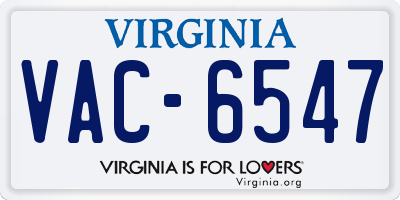 VA license plate VAC6547