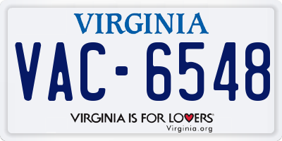 VA license plate VAC6548