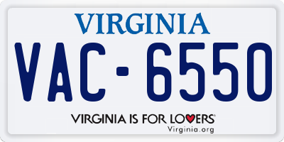 VA license plate VAC6550
