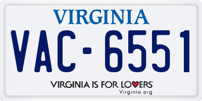 VA license plate VAC6551
