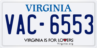 VA license plate VAC6553