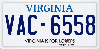 VA license plate VAC6558