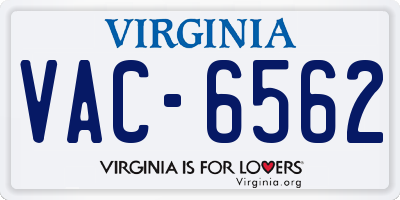 VA license plate VAC6562