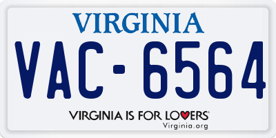VA license plate VAC6564