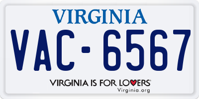 VA license plate VAC6567