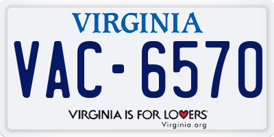 VA license plate VAC6570