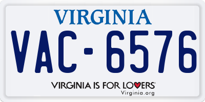 VA license plate VAC6576