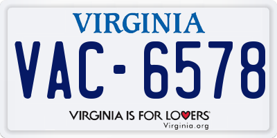 VA license plate VAC6578