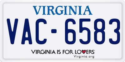 VA license plate VAC6583